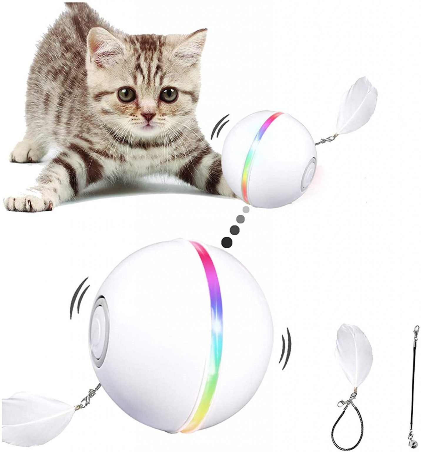 YOFUN Interactive Cat Toys, Automatic Cat Toy Ball, USB Charging Pet ...